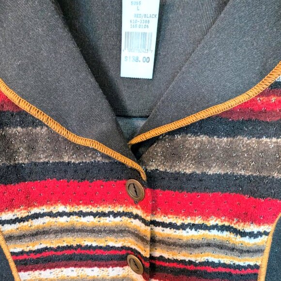 NWT Bali Black Textured Jacket with Colorful Front Panel and Cuffs. - Picture 4 of 7